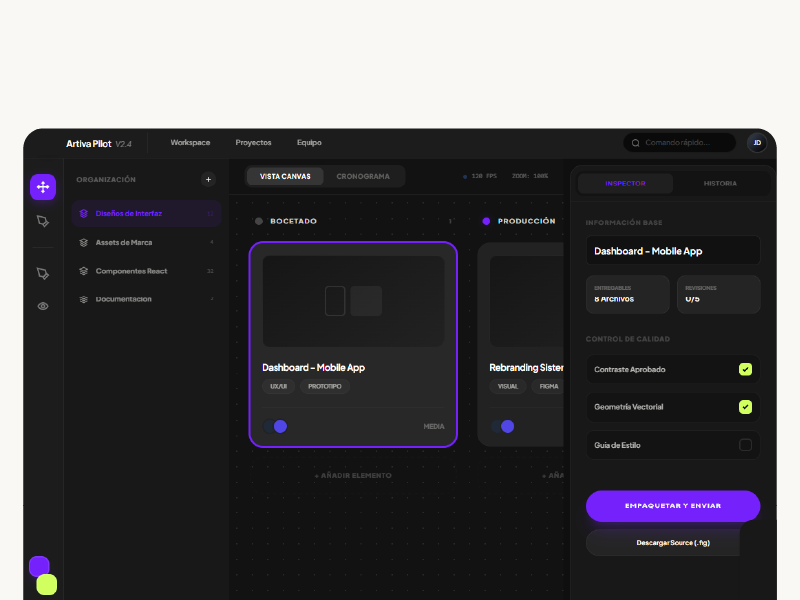 Artiva Pilot — gestor de productividad para creativos